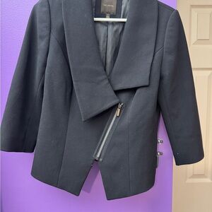 The Limited Black Asymmetrical Blazer with Draped Lapel